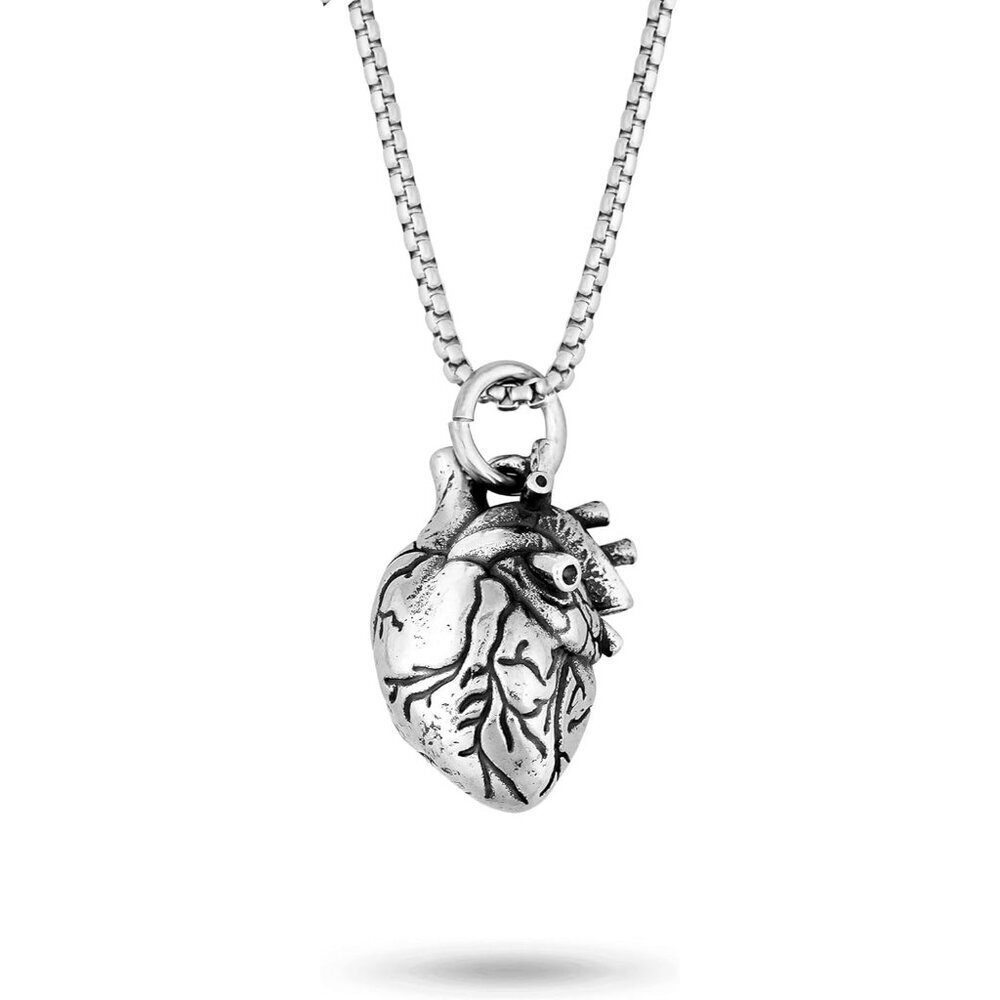 Gothic Anatomical Heart Necklace Stainless Steel 22.8 Inches costume gift